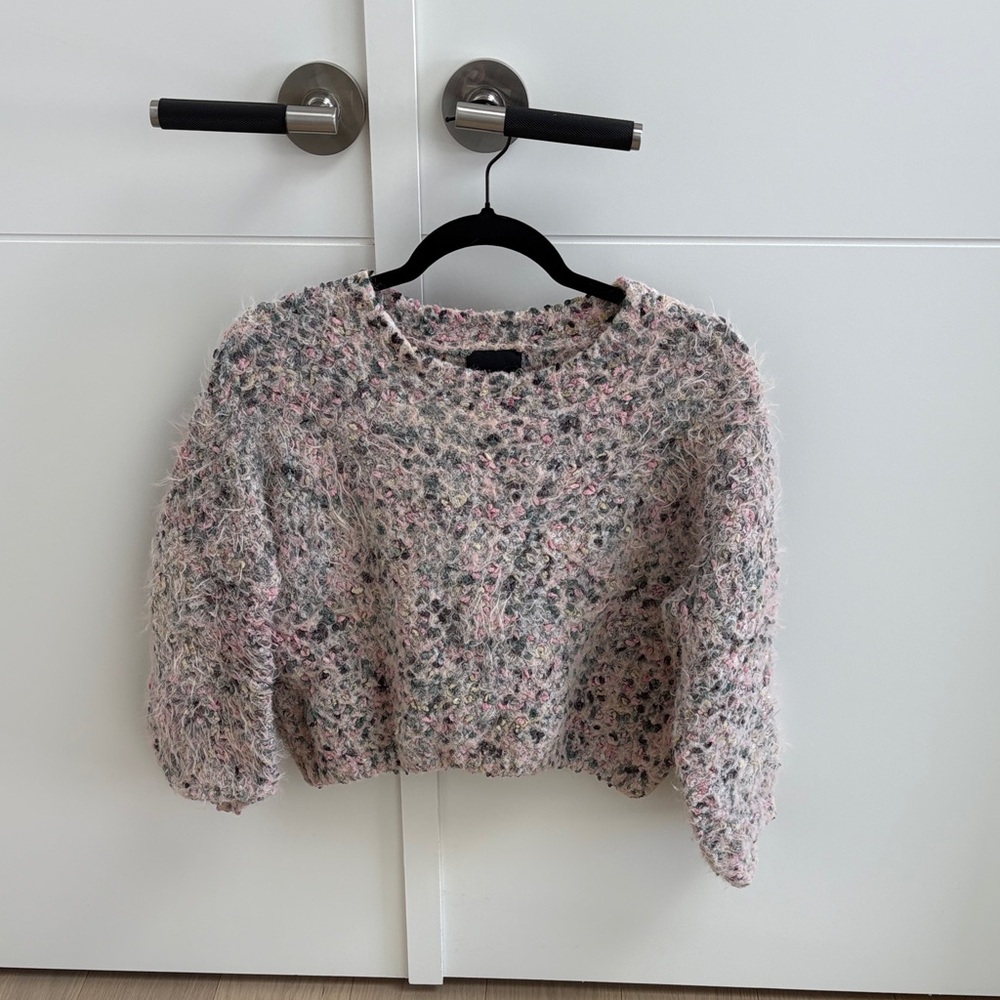 Lumiere Pink and Gray Textured Sweater